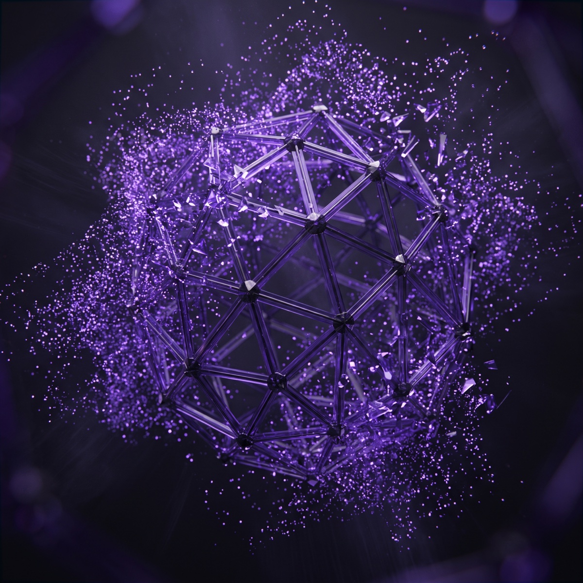 A geometric signal resolving out of a field of scattered violet noise
