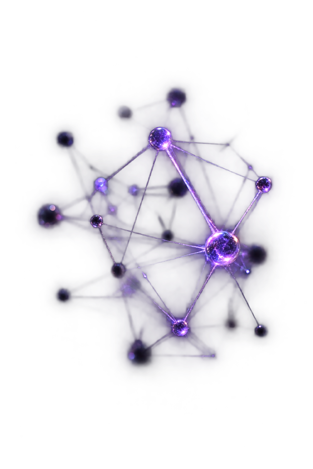 A loose constellation of dim violet nodes with a few brightly illuminated connections